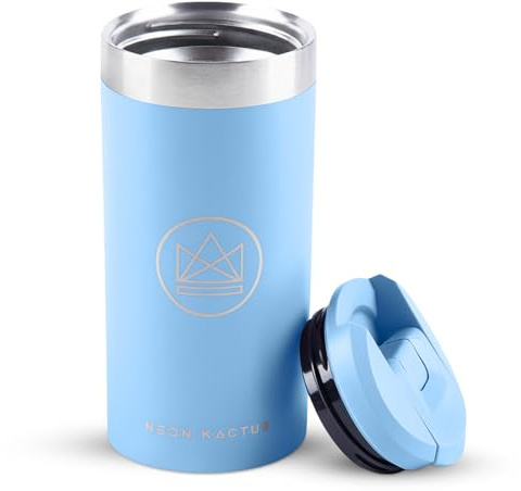 Neon Kactus 12oz Transit Travel Mug | Leakproof Thermos Flask | Dishwasher Safe | Fits Most Car Cup Holders | Stainless Steel Insulated Coffee Cup for Hot & Cold Drinks |Sea Breeze
