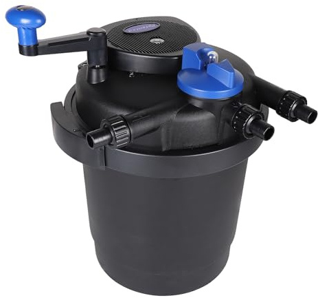 CPROSP Druckteichfilter Hochleistung 6000 L/H, Teichdruckfilter Mit 3,0 M Kabel, Teichfilter mit UV Lampe 11W, Teichschwämmen, Teichfilteranlagen für Gartenteich & Koi Teiche, CPF-2500