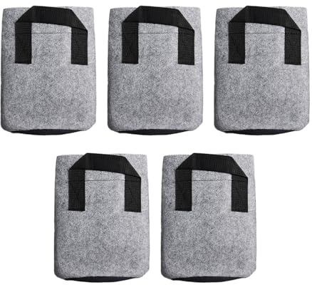 Lawnoval Pflanztöpfe aus Stoff, rund, 2 - 5 Liter, Vliesstoff, Grau, 5 Stück