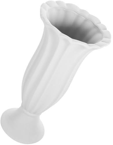 Hemobllo Keramik Blumenvase für Grab und Friedhof, Weiß, Windfest