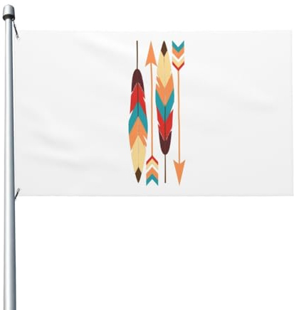 Deko-Flagge Feder Der Amerikanischen Ureinwohner Wasserdicht Friedensflagge Wetterfeste Hausflagge Für Fahnenmast Feiertage Party 3X5 Ft