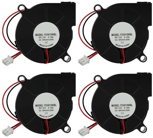 4 ventiladores radiales 5015 12 V Fan 5015 12 V, impresora 3D, 12 V, turbina de ventilador, 2 hilos para refrigeración, intercambio de ventilador