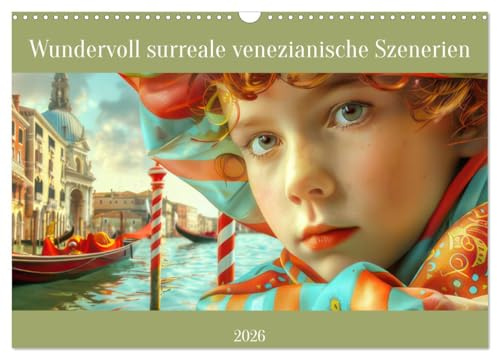 Wundervoll surreale venezianische Szenerien (Wandkalender 2026 DIN A3 quer), CALVENDO Monatskalender: Farbenfroh und leicht schräg (CALVENDO Menschen)