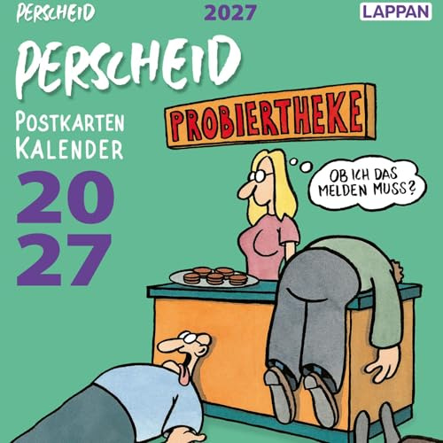 Perscheid Postkartenkalender 2027: Wochenkalender zum Aufhängen oder Hinstellen | Tischkalender mit Cartoons auf 53 Postkarten zum Sammeln und Verschicken (Perscheids Abgründe)