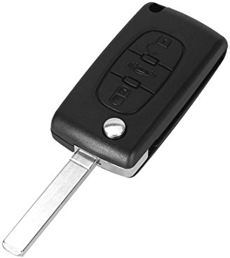 Carcasa Llave para Peugeot Expert 407 307 207 308 Citroen C3 Picasso C5 | CE0523 | 3 Botones | Mando Distancia sin Ranura para Pilas