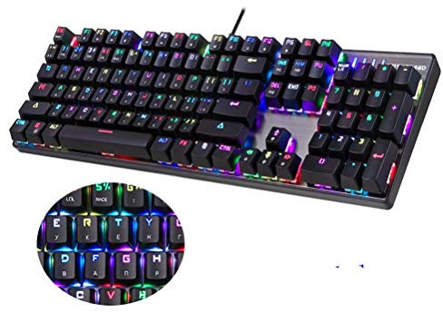 CSZH Gaming mécanique Clavier Russe Anglais Rouge commutateur Bleu métal Filaire LED Keyboard rétro-éclairé RGB Anti-Ghosting pour Gamer