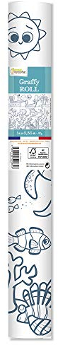 Avenue Mandarine GY081C Graffy Roll zum Ausmalen, Plakatpapier 90g, Rollen 5m x 0,35 m, für Filz- und Schreibstifte geeignet, 1 Stück, Piraten und Meerjungfrauen