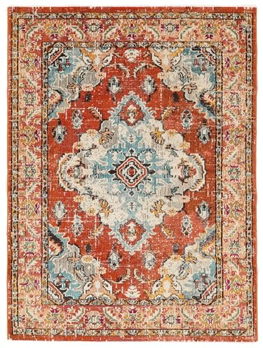 RugVista, Leia, Teppich, Mittelflor, 200 x 300 cm, Rechteckiger, Modern, Oeko-Tex Standard 100, Polypropylene, Flur, Schlafzimmer, Küche, Wohnzimmer, Orange, Rot