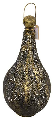 Moritz Windlicht orientalisch Durchmesser 29 x 62 cm Arabisch alt Gold verziert Muster Lampe für Garten Terasse Balkon Deko Gartenfackel Fackel Kerzen