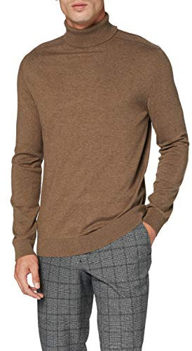 SELECTED HOMME Herren SLHBERG ROLL Neck B NOOS 16074684, Teak/Melange, L
