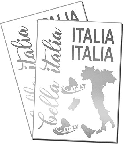 Finest Folia Bella Italia - Juego de pegatinas para coche, autobús, caravana, remolque, moto, pegatina con bandera italiana, autoadhesivo, K131 color plateado metálico