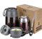 LOGEEYAR Thermobehälter für Essen Set 500ml+700ml Edelstahl Warmhaltebebehälter mit faltbaren Löffel, Speißen, Babynahrung, Suppe, Brei, Obst, Joghurt, Thermo Speisgefäß Unterwegs (Braun)