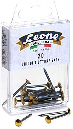 20 Chiodi Testa Ottone Leone Dell'Era - Scatola appendibile - Made in Italy