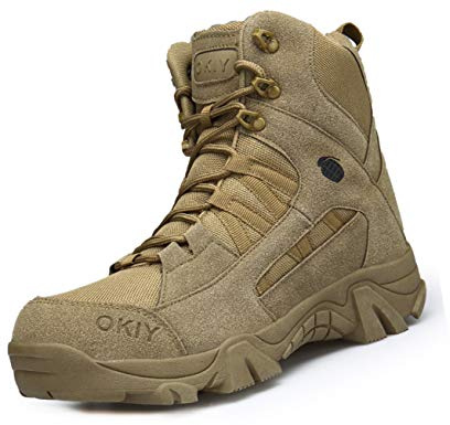 IYVW OKIY 1705 Stivaletti Uomo Ragazzo Scarpe Antinfortunistica Scarponcini Trekking Da Lavoro Polacchine Tattici Giallo deserto 40 EU