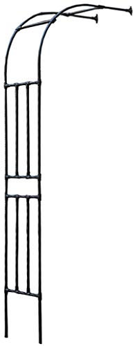 QHW Heavy-duty 2.4m half-side garden arch, black/white metal tubular rose climbing plant support arch, wedding arch, garden decoration