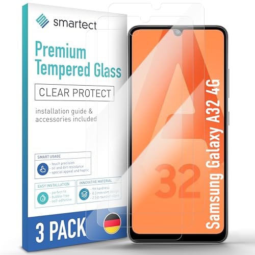 smartect Verre Trempé 3 Pièces pour Samsung Galaxy A32 4G/A22 4G/M22/M32 4G | A31 Protecteur d'écran HD Anti-Rayures, Vitre de Protection Sans Bulles, Dureté 9H, 0.3 mm Ultra Transparent, Ultra Résistant