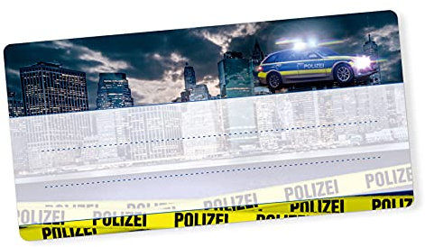 itenga 40x Buchetiketten Heftetiketten 9x4,5cm I Schulheft Etiketten I Namensschild beschreibbar selbstklebend Aufkleber aus Haftpapier (Polizei)