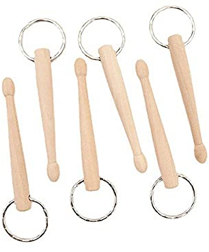 NC Lot de 6 mini porte-clés en bois naturel avec baguettes en bois