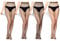 kissral Medias de Rejilla para Mujer 4 pares Medias Elásticas Negras, Pantimedias para Mujer, Medias de Rejilla Sexis de Cintura Alta, 4 Tamaños