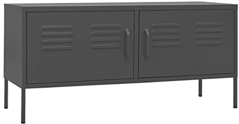 vidaXL TV Schrank mit 2 Türen Lowboard TV Möbel Tisch Board Sideboard Fernsehtisch Fernsehschrank HiFi-Schrank Anthrazit 105x35x50cm Stahl