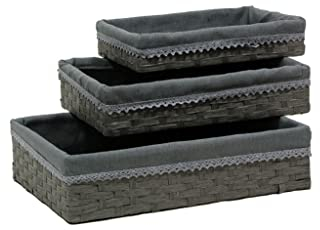 CAJONERAS DE TIRAS DE PAPEL GRIS CON TELA GRIS SET DE 3.Bandejita de papel almacenaje. Bandeja de papel utensilios baño. Bandeja de papel lotes de productos (42 * 31 * 10/37 * 26 * 8/32 * 21 * 6)