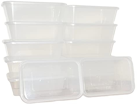 Be4Ever Takeaway Containers with Lids Pack of 12 Microwavable, Leak-Proof, Disposable Food Containers with Lids The Durable & Recyclable Plastic Food Containers (500 ml)