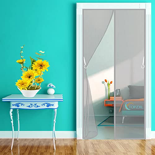 Insektenschutz Fenstergitter Magnet Fliegengitter Tür, 240x265cm Polyester, Fliegengitter für Fenster incl Klettband Automatisch Verschließen, Grau, 663 Größe