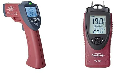 Testboy TV 328 Schimmeldetektor + Testboy TV 341 Feuchtemessgerät (relative Luftfeuchtemessung, Laserring, einstellbarer Emissionsgrad, Taupunktanzeige), Rot/Schwarz