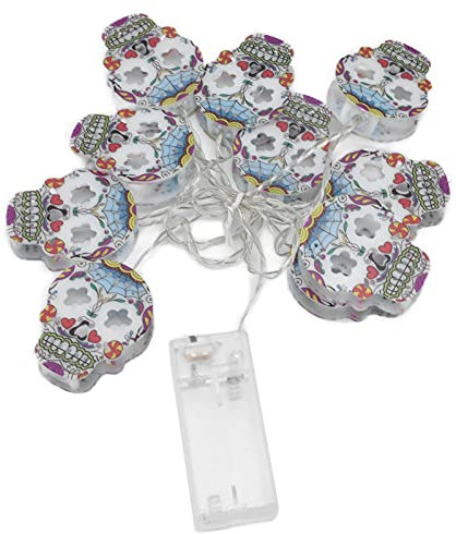 LED-Lichterkette Totenkopf-Lichterkette Dekorative Lichter LED-Licht-Dekor-Lichterkette Dekorative Lichterkette 10 LED-Schädel-Lichterketten Halloween-Lichterketten für Festival-Party-Urlaubsdekoratio