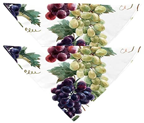 Hundehalstuch, Weinreben, Obst, Trauben, Mädchen, Jungen, Haustier-Lätzchen, Hundeschal, Halstuch, waschbar, Zubehör für kleine, mittelgroße und große Hunde, Welpen, Katzen, Haustiere, 2 Stück