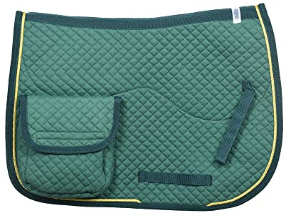 SIE Sattelunterlagen für Pferde, halb, mit Fleece gefüttert, Allzweck, mit Taschen, Grün