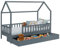 IDMarket - Lit cabane Enfant 80 x 160 CM NEREE Gris avec 1 tiroir gigogne et de Rangement