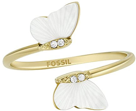 Fossil Damen Ringe aus Edelstahl offen, 6.5, Ernte-Gold