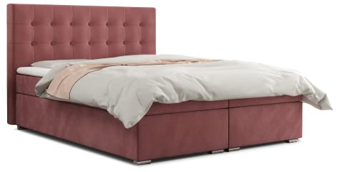 MartHome Boxspringbett mit Bettkasten Canvas - Boxspringbett mit Bettkasten - Zwei Bettkasten Polsterbett, Boxspringbetten (Rosa M63, 140x200cm)