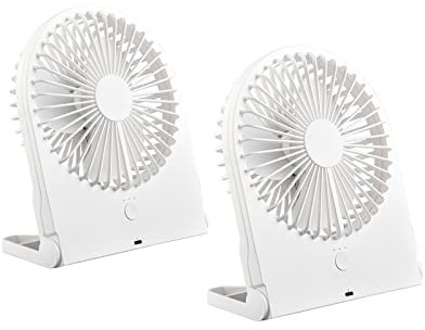 Setpoint Mini Ventilatoren 2er SET Akku, USB-C Anschluß 3 Stufen, Weiß Höhe 23cm