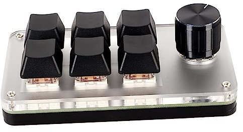 Interruptor Rojo Teclado Macro Perillas Ergonómicas Personalizadas Mini Teclado USB para PC (6 Teclas con 1 Perilla)