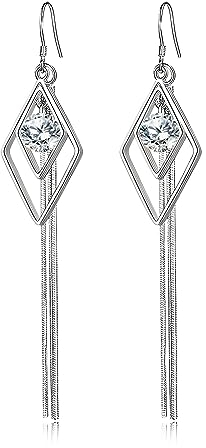 Cangall 925 Sterling Silber Ohrringe Hängend, Damen Haken Ohrringe Lang, Leicht Hypoallergen Ohrhänger Mit 5A Zirkonia für Frauen Mädchen