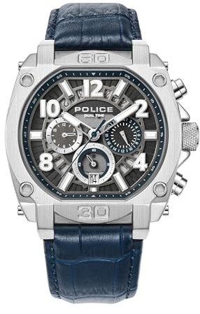 Police Herren Analog Quarz Uhr mit Leder Armband PEWJF0021901