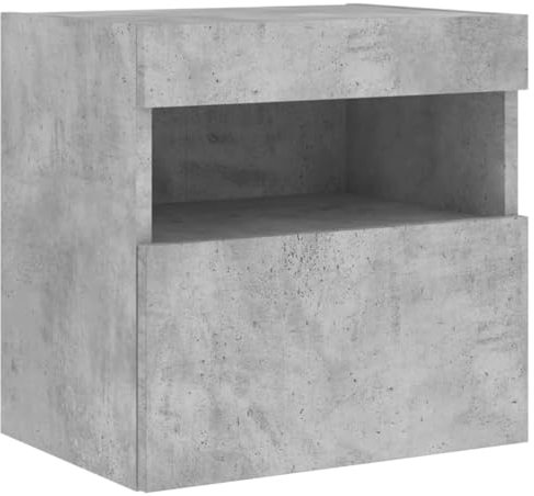 vidaXL TV Wall Cabinet with Vibrant LED Lights and Ample Storage, Wall-Mount Design - Concrete Grey