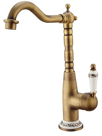 Gadpiparty Brass Faucet Kitchen Sink Faucet Chrome Lever Basin Taps Hot Cold Water Mixer Vintage Style Construction