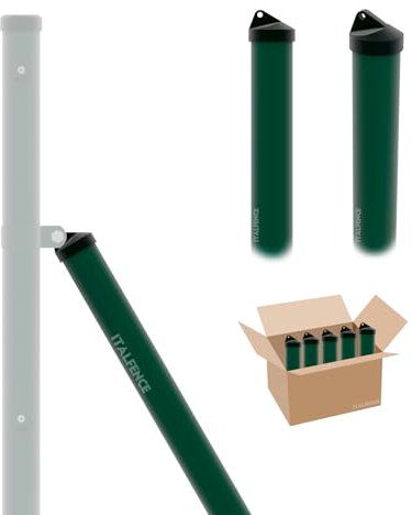 Italfence - Zaunstreben für Maschendraht Drahtzaun, grün pulverbeschichtet (verschiedene Höhen) [H 175cm, Ø38mm, 5 Stück]