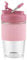 Sivaphe Reusable Glass Coffee Cup | 16oz/450ml Leakproof Travel Mug with Portable Metal Handle,Pink| Borosilicate Glass,Eco-Friendly,BPA-Free|Camping,Gifts,Car Mug,School