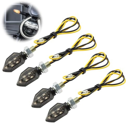 MxyVrix Juego de intermitentes LED 12 V, homologados IP65, aptos para uso diurno y nocturno, compatibles con motocicleta, scooter y ATV, carcasa de ABS y lente de PC