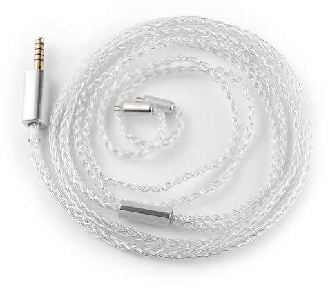 YYSEE 8 core 4.4mm to 0.78mm 2 pin Balanced Earphone Upgrade Cable，HiFi in Ear Monitor Replacement TRRRS Cable，Silver Plated Copper Extension Cable （1.5M,4.4mm）