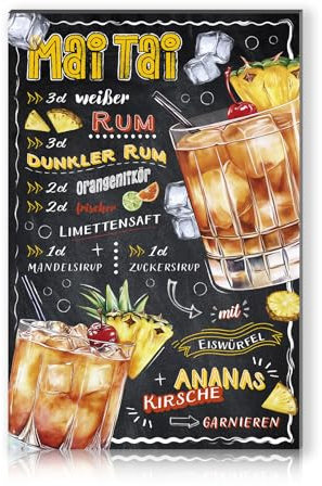 Cocktail Rezepte 20x30cm Alu Schild Deko Metallschild Dekoration für Bar Theke Pub Küche Cafe Geburtstag Geschenk Rezept RV003 (08 Mai Tai)