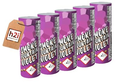 h2i Rauch Vulkan Fontäne | 5 Stück | Lila | Time 45 sek | Smoke Tube Rauchfackel Rauchtopf Rauchgenerator Rauchbombe mit dichtem kräftigem Rauch |L7| Ganzjahresfeuerwerk Kat T1/F1