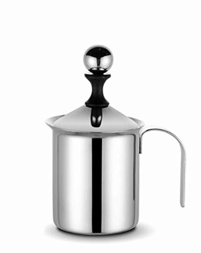 Manual Milk Frother, Stainless Steel Milk Foamer Maker, Double Mesh Coffee Foamer Creamer Blender Whisk Milk Creamer for Latte, Hot Chocolate Cappuccino -400ml