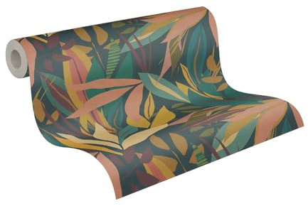 Livingwalls Anna D'Andrea Non-Woven Wallpaper Floral 10,05 m x 0,53 m - Blue, Yellow, Green, Pink, Multicoloured - Leaves Wallpaper - 782091