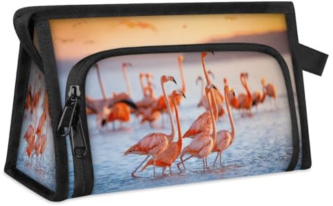 Trousse de toilette de voyage motif flamants roses pour femmes, hommes, filles, garçons, flamants roses, trousse de maquillage, trousse de toilette, organisateur de cosmétiques, trousse de douche,