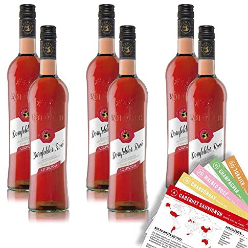 Rotwild Dornfelder Rosé QbA, lieblich, sortenreines Weinpaket + VINOX Winecards (6x0,75l)
